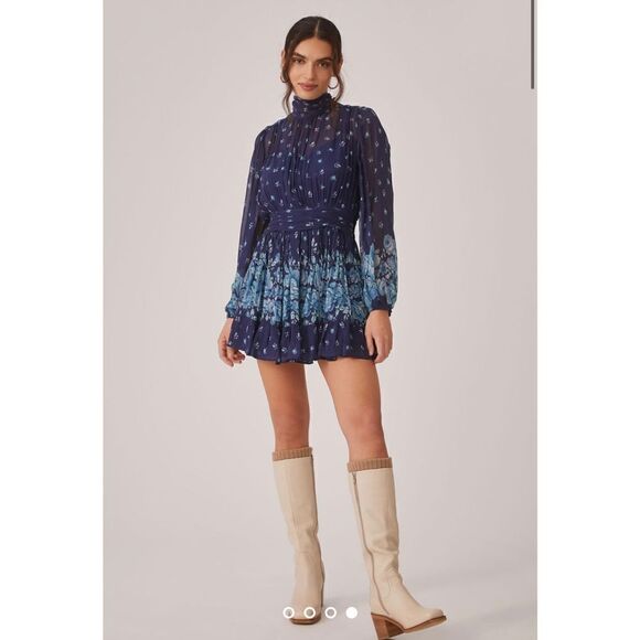 Anthropologie - Let Me Be Mock Neck Sheer Mini Dress - Picture 1 of 6